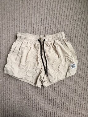 H&M Beige Elastic Waist Swim Shorts with Black Drawstring
